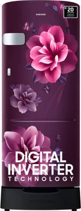 SAMSUNG 223 L Direct Cool Single Door 3 Star Refrigerator with Base Drawer with Digital Inverter  (Camellia Purple, RR24C2Z23CR/NL) at Rs. 19490