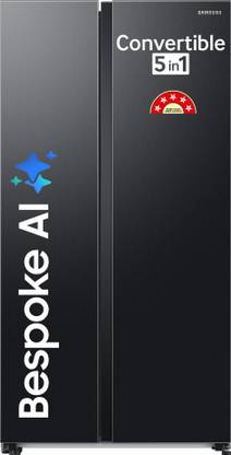 Samsung 653 L Frost Free Side by Side 5 Star Refrigerator  with AI and WiFi, Convertible 5-in-1, Digital Inverter