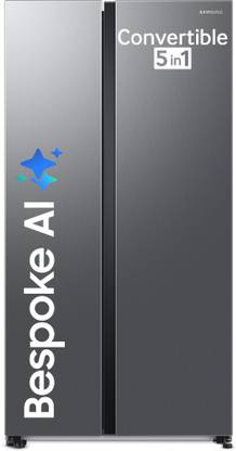 Samsung 653 L Frost Free Side by Side 3 Star Refrigerator  with AI and WiFi, Convertible 5-in-1, Digital Inverter