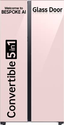 Samsung 653 L Frost Free Side by Side 3 Star Refrigerator  with AI and WiFi, Convertible 5-in-1, Glass Door Finish, Digital Inverter