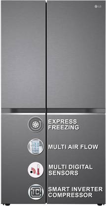 [Use  Axis Bank EMI ] LG 655 L Frost Free Side by Side Refrigerator with Smart Inverter Compressor, Express Freeze & Multi Air-Flow  (Dazzle Steel, GL-B257HDSY)