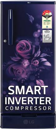 LG 185 L Direct Cool Single Door 4 Star Refrigerator with Base Drawer  with Smart Inverter Compressor, Auto Smart Connect, Fast Ice Making