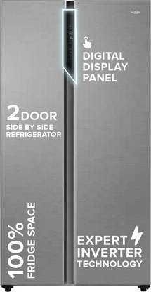 Haier 596 L Frost Free Side by Side Convertible Refrigerator  with 100% Convertible Fridge SpaceDigital Control Panel360 Degree CoolingMagic Convertible ZoneExpert Inverter 2-Door