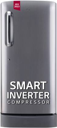 LG 185 L Direct Cool Single Door 5 Star Refrigerator with Base Drawer with Smart Inverter Compressor, Smart Connect, Fast Ice Making  (Shiny Steel, GL-D201APZU)