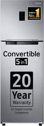 [For Axis Credit Card] SAMSUNG 322 L Frost Free Double Door 3 Star Convertible Refrigerator with Convertible 5-in-1 Digital Inverter with Display  (Elegant Inox, RT37C4523S8/HL)
