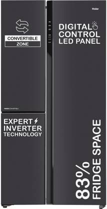 Haier 598 L Frost Free Side by Side Convertible Refrigerator  with 83% Convertible Fridge SpaceDigital Control Panel360 Degree CoolingMagic Convertible ZoneExpert Inverter 3-Door