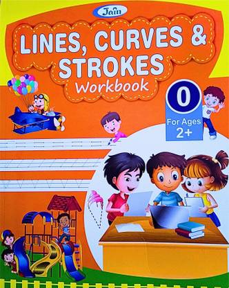 Lines, Curves And Strokes Workbook For Kids. To Practice Standing, Sleeping, Slanting Lines, Circles, Curved, Zig Zag, Bee, Slanting, Left Hook Strokes, Revision Exercises And So On. To Build Pencil Control And Writing Skills In Early Ages Of Kids