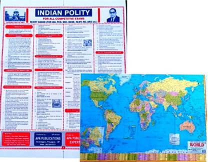 "Dynamic Duo: Indian Polity Chart And World Political Map Combo – Navigate Governance Locally And Globally!"