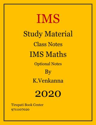 IMS Study Materiial Class Notes IMS Maths Optional Notes