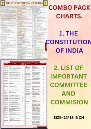 Combo Pack- 1. The Constitution Of India. 2. List Of Important Committee And Commissions Charts (Hot Polity Topic-Frequently Asked In All Competitive Exams)