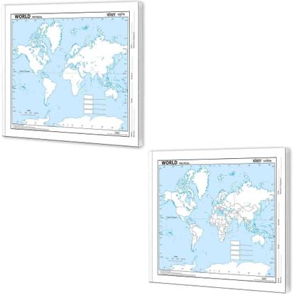 BIG - 100 WORLD POLITICAL OUTLINE MAP FOR SCHOOL And BIG - 100 WORLD PHYSICAL OUTLINE MAP FOR SCHOOL|Combo Of 2 Maps| World Political And Physical Outline Map For School