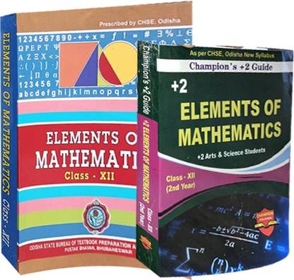 Chse Elements Math Book And Champions Elements Math Guide Book For Class 12 , +2 2nd Year Students , Combo