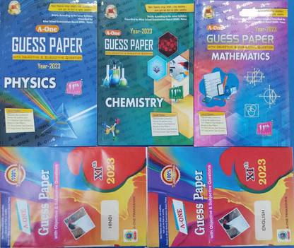 A One Guess Paper Physics, Chemistry,mathematics, English, Hindi (Set Of 5 Books)|class 11th |
english Medium