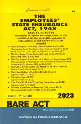THE Employees' State Insurance Act, 1948, BARE ACT ( Edition - 2023 )