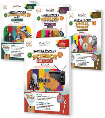 Educart CBSE Class 10 Sample Papers 2022-23 Bundle - SCIENCE, MATH BASIC, SOCIAL SCIENCE And ENGLISH (4 Books ) 2022 Edubook