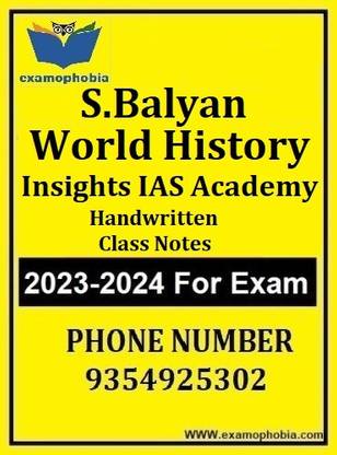 S.Balyan Insights IAS Academy World History Handwritten Class Notes
