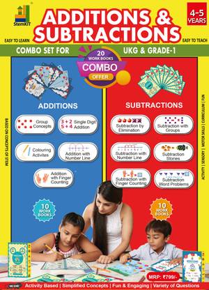 Learn Maths Addition And Subtraction Workbook Combo Set - 20 Workbooks For 4-5 Year Olds UKG, Grade 1 Workbook