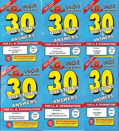 Nitin Prakashan Unique Law Series 30 Questions & Answers Semester-2(K-201)(K-202)(K-203)(K-204)(K-205)(K-206) For LLB Exams