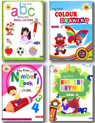 Nursery Kids Reading, Writing & Colouring Combo Book Set Of 4 Books (Small Abc Writing, Number Book 1-20 , My First Colour Drawing Book-II, Nursery Rhymes-II)