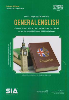 General English (First Language Paper-III) II-Year III-Sem Common To B.A., B.COM., B.Sc., & Other UG Courses As Per The (O.U) CBCS Latest (2023-24) Syllabus Latest 2024 Edition