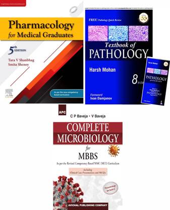 MBBS 2ND YEAR SET (Textbook Of Pathology With Pathology Quick Review And MCQs, 8TH {Harsh Mohan }+ Pharmacology For Medical Graduates, 5th Edition {Shanbagh} +Complete Microbiology For MBBS {Cp Baveja}
