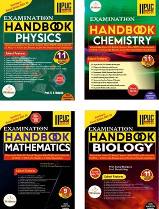 SPR 2nd PUC Handbook -PHYSICS. CHEMISTRY. MATHEMATICS. BIOLOGY|Set Of 4 Books|Chapterwise MQPS With Answers-15 MCQ + 5 Fill In The Blanks -12 Solved Papers|