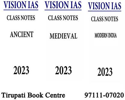 VISION IAS General Studies Ancient India,Medieval India & Modern India Latest Handwritten Class Notes Set Of 3 Books English Medium Civil Service Photocopy 2023