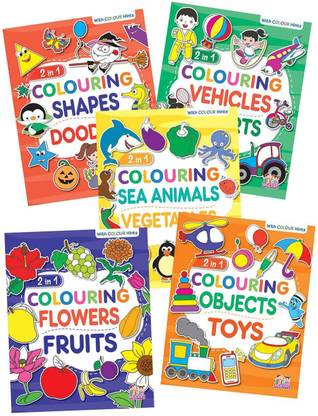 2 In 1 Colouring Books (Pack Of 5), Little Masters Team