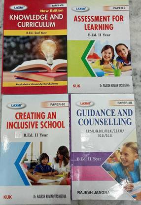 B. Ed 2nd Year Books Knowledge And Curriculum, Assessment For Learning, Creating An Inclusive School Guidance And Counselling Set Of 4 Books In English B. ED Second Year