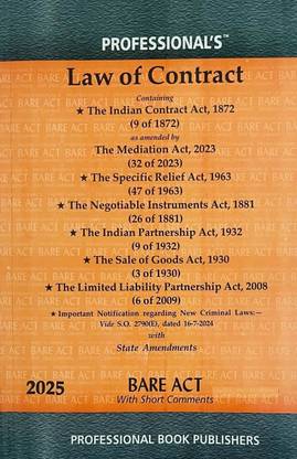 Law Of Contract Bare Act With State Amendments And Short Comments (Paperback In English By Professional's)