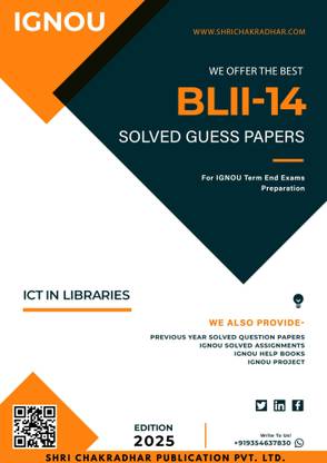 IGNOU BLII 14 Solved Guess Papers Pdf From IGNOU Study Material/Books ICT In Libraries For Exam Preparation (Latest Syllabus) IGNOU Certificate In Library And Information Science (CLIS)