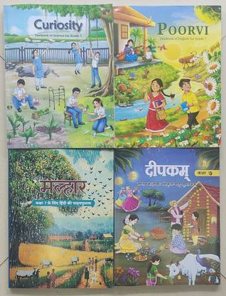 NCERT Textbook Of Hindi, English, Science & Sanskrit ( Curiosity,Poorvi, Malhaar And Deepakam) For Class 7 Pack Of 4 Books New Edition 2025