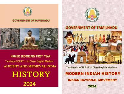 INDIAN HISTORY Ancient,Medieval,Modern Set Of 2 Books English Medium ( A Comprehensive Guide For All Competitive Exams ) CLASS 11, 12 Th History 2024-2025 By TAMILNADU NCERT