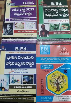 Ganitha Shastra Bodhana Abhyasana Shastram, Bhoutika Rasayana Bodhana Abhyasana Shastram, Jeeva Shastra Bodhana Abhyasana Shastram & Vidya Saamajika Drukpathalu B.ed First Year Semester-Ii Set Of 4 Books - (Telugu)