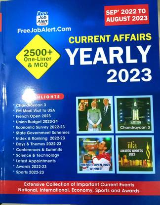 ( Jabaj ) Freejobalert Current Affairs Yearly 2023 ( 2022 September To 2023 August ) Freejobalert.com, 2500+ MCQ