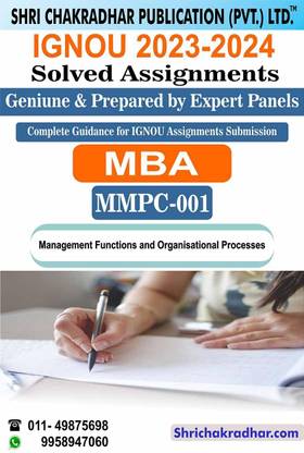 IGNOU MMPC 1 Solved Assignment 2023-24 Management Functions And Organisational Processes IGNOU MBA New IGNOU Master In Business Administration (2023-2024) Mmpc1