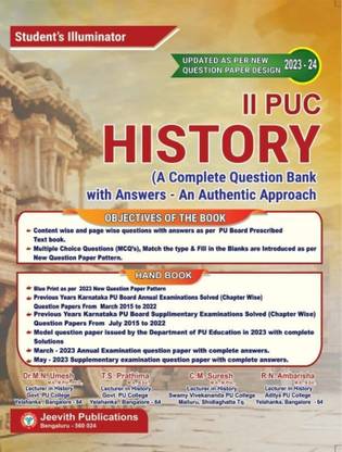 Jeevith 2nd PUC - HISTORY - Student's Illuminator|A Complete Question Bank With Answers -An Authentic Approach|For 2023-24|
