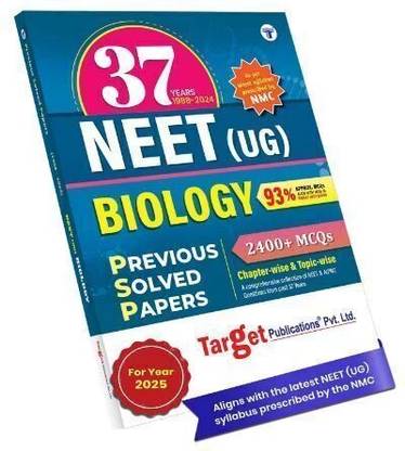 37 Years NEET 2025 Biology | Previous Year Solved Question Paper Book (PSP) | 2400+ MCQs With Solutions | 1988 To 2024 | As Per Latest Syllabus Prescribed By NMC