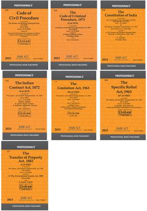 Combo Of 7 Bare Acts (2023 EDITION) For Law Students/Judiciary Aspirants Code Of Civil Procedure Or CPC,CrPC,Constitution,Transfer Of Property,Specific Relief Act,Contract Act,Limitation Act