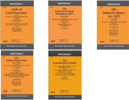 Professional Combo's Lawyers, Law Students/ Judicial Services Aspirants CrPC, IPC, Evidence, CPC, Constitution Combo Of 5 Acts
