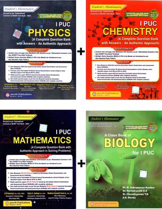 Jeevith 1st PUC - PHYSICS. CHEMISTRY. MATHEMATICS. BIOLOGY.|Set Of 4 Books|Student's Illuminators - A Complete Question Bank With Answers - An Authentic Approach|For 2023-24|