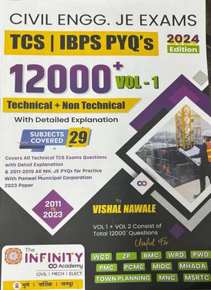 Infinity Academy Civil Engg. JE Exam TCS-IBPS PYQS 12000+ Technical And Non-Technical Volme -1