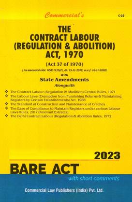 THE CONTRACT LABOUR REGULATION & ABOLITION ACT, 1970 Edition 2023