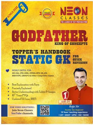 Static G.K. (English) Godfather Topper's Handbook By Neon Classes For All Exams