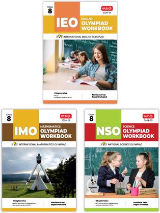 MTG NSO-IMO-IEO (Science, Mathematics & English) Olympiad Workbook Combo Class-8 (Set Of 3 Books) | MCQs, Previous Years Solved Paper & Achievers Section - SOF Olympiad Preparation Books For 2024-25 Exam