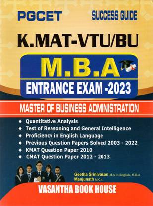 Pgcet - K.mat- Vtu / Bu - M.b.a Entrance Exam-2023