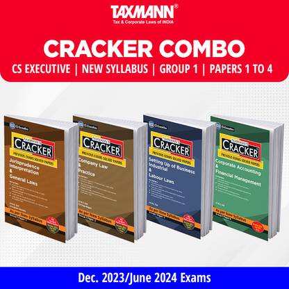 Taxmann's CRACKER COMBO | CS Executive | New Syllabus | December 2023/June 2024 Exams – Group 1 | Papers 1 To 4 | CRACKER Series | JIGL, Company Law, SUBIL, And CAFM | CA & FM | July 2023 | 4 Books