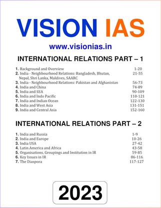 Vision IAS International Relations General Studies Printed Notes English Medium For UPSC Civil Service Preparation 2024