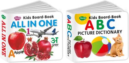 Kids Board-Book All in One (With Hindi Alphabet) and ABC Picture Dictionary, Set of 2