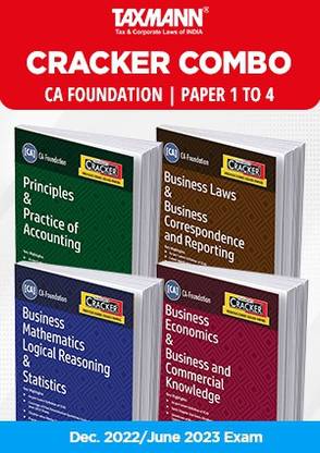 CRACKER COMBO | CA Foundation Dec. 2022/June 2023 Exams – Papers 1 To 4 | Accounts, Law/BCR/BLBCR, Maths/Stats/LR/BMLRS, And Economics/BEBCK | Set Of 4 Books